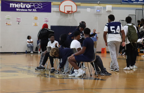 Students playing musical chairs